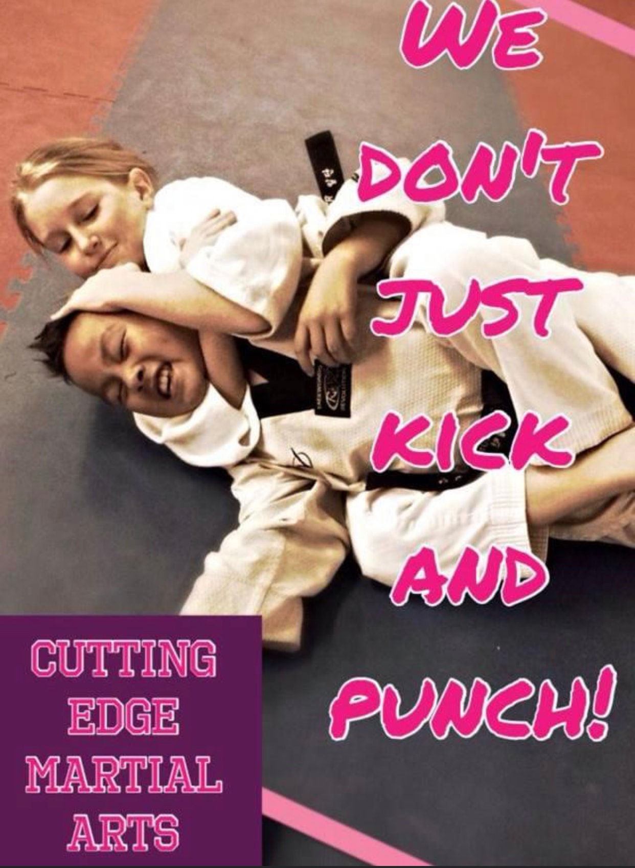 Martial arts promotional poster featuring children training