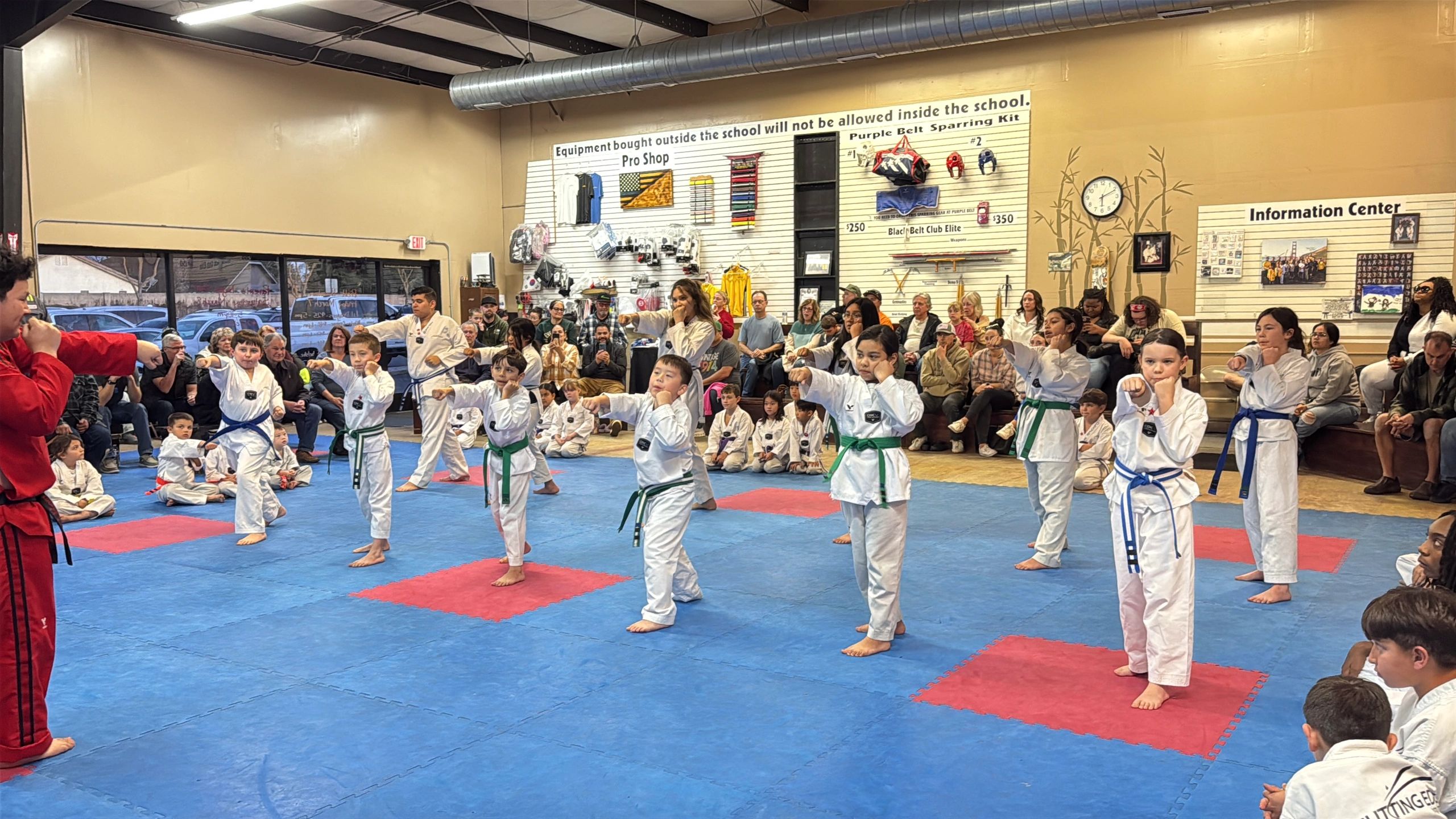 Children practicing Taekwondo in the Cutting Edge studio